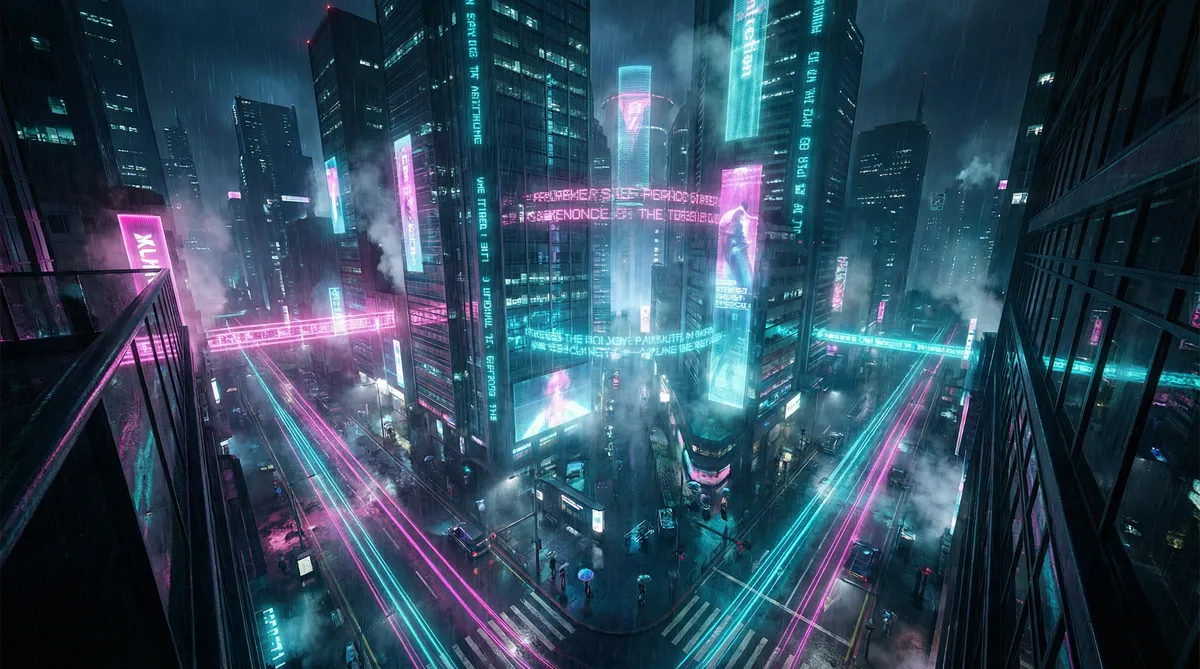 香帅传奇 郑少秋 竖屏短剧平台首页背景 - 赛博朋克都市夜景